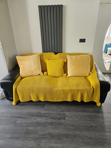 Dunelm mustard knitted - knitted, throw