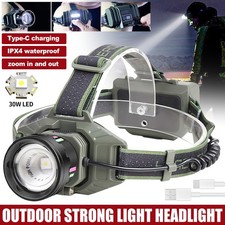 Super Bright Head Torch Headlight LED USB Rechargeable Headlamp Camping Fishing