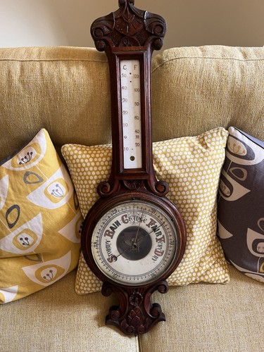Victorian oak banjo barometer - victorian,