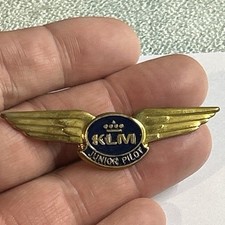 Vintage Collectible Metal pin badge KLM Wings Junior Pilot  Aeroplane Interest