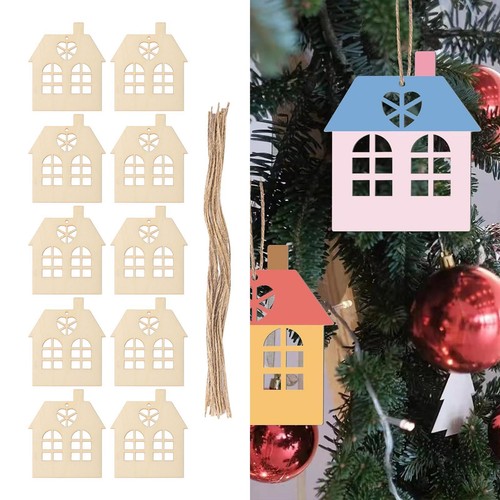 10pcs wooden house - house, cutout
