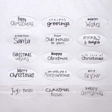 Oval Christmas Messages - 60 black foiled festive sentiments - Craftwork Cards