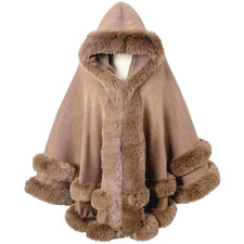 LUX Winter Women Ladies Celeb Faux Fur  Wrap Poncho Shawl Cape Cloak