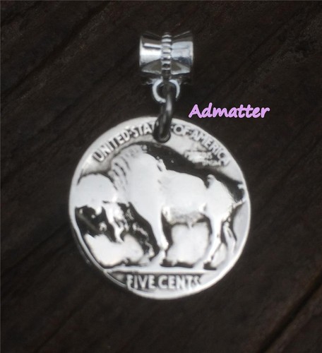 Old buffalo nickel pendant - buffalo,