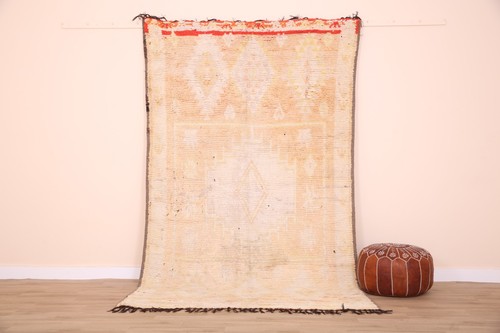 Pale vintage moroccan wool rug - vintage,