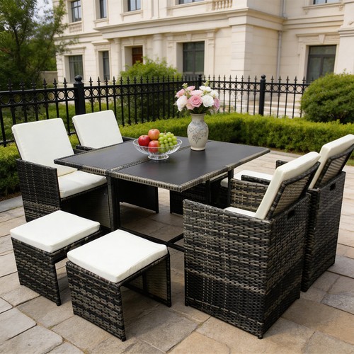 8seater dark grey rattan - grey,
