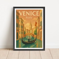 Venice Travel Print, Travel Poster, Retro Wall Art, Retro Gift, Home Decor, Art,