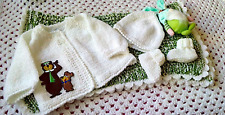 Hand knitted baby layette with Blanket 0 - 3 months (DOLL NOT included)