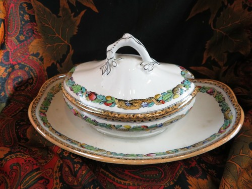 Antique covered sauceboat 19th - antique,
