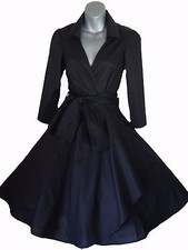 VINTAGE 50'S STYLE ROCKABILLY PINUP SWING WRAP EVENING PARTY DRESS SIZES 4 - 28