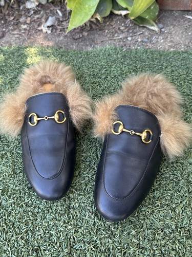 Gucci princetown black leather - princetown,