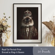 Royal Cat Portrait Print | Dressed as Kings & Queens | Funny Gift Wall Art