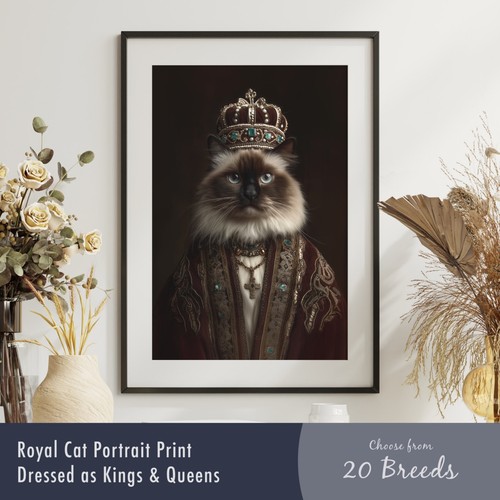 Royal cat portrait print - royal,