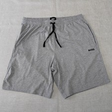 BOSS Mens Mix and Match Jersey Shorts Size L Logo Drawstring Stretch Cotton Grey