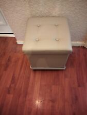 Faux leather small ottoman storage box on castors button top will collapse down