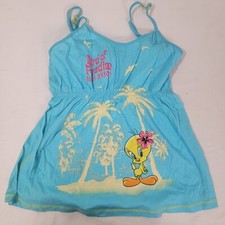 Looney Tunes Tweety Bird Women's JUNIORS Pajama PJ Sleeveless Top Shirt LARGE
