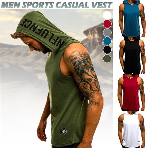 Men sleeveless hooded vest - hooded,