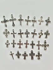 Small Silvertone Cross Charms