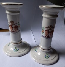 Candle Sticks Vintagr  Prince Charles And Diana Wedding Commemorative by Wade
