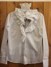 Zara White Ruffle Blouse  size Large New