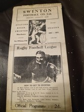 VINTAGE RUGBY LEAGUE PROGRAMME SWINTON V WIGAN 10TH SEPTEMBER 1952