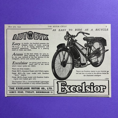Excelsior autobyk 1949 - autobyk,