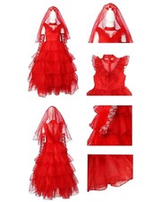 Halloween Beetle Bride Costume Horror Movie Juice Cosplay Lydia Deetz Lady Dress