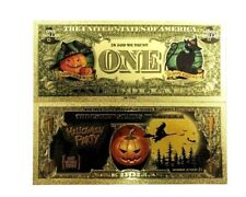 Unusual  Gold Plated HALLOWEEN  One Dollar  Banknote  a