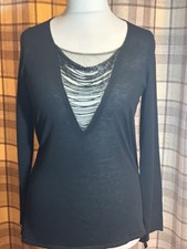 Zara Knit Size Large Fine Knit Jumper With Beaded Detail
