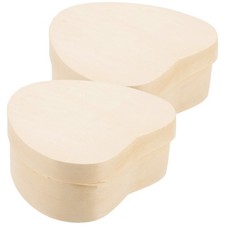 2pcs Heart Shape Wood Boxes Unfinished Wood Storage Boxes Blank diy jewelry box