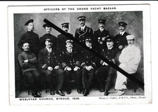 COMLEY POSTCARD ; OFFICERS OF GRAND YACHT BAZAAR - WESLEYAN CHURCH, STROUD 1908