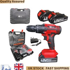 48V Cordless Hammer Drill with UK Metal 3-Pin Charger 5-Cell Battery Kit