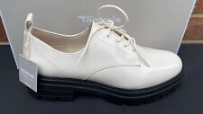 TAMARIS New Oxford Casual Lace Up Loafers Ivory Patent Shoes Womens UK 6 EU 39