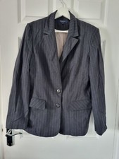 Debenhams Collection Women's Grey Suit Jacket White Pinstripe UK Size 14