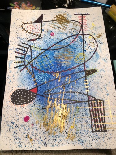 Original abstract blue multi - original,