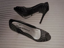 NEW Viva La Diva Catwalk collection black studded peep toe heels size 7  unworn
