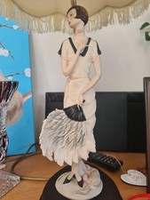 Giuseppe Armani Florence Art Deco Lamp Porcelain Figure Lady with Fan 1987 395P