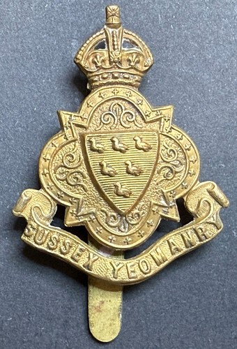 Ww1 sussex yeomanry brass - brass, cap