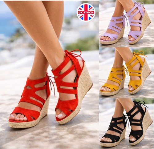 Ladies high wedge sandals - wedge,