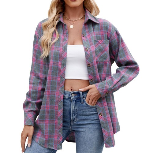 Ladies plaid checked casual - checked,