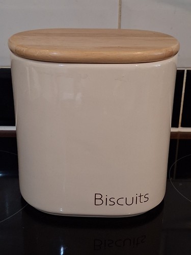 Biscuit jar with wooden lid - with, by