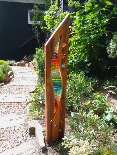 Stained glass garden sculpture - glass,