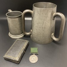 Victorian Volunteer Service Medal Color Sergt.T.Cload 3rd L.R.V & Pewter Jugs