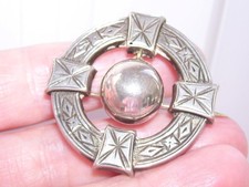 Fine Unusual Antique Victorian Engraved Solid Silver Hanging Ball Brooch Pin