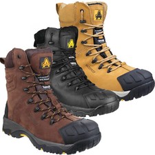 MENS AMBLERS S3 WATERPROOF SAFETY WORK BOOTS HIKER STEEL TOECAP COMBAT ZIP SHOES