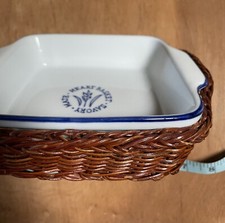 UNIQUE CHINA DISH IN BASKET FOR SAVOURY / SWEET SNACKS - 7 INCH- QUALITY- USED