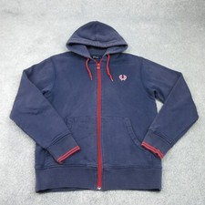 Fred Perry Hoodie Mens Medium Navy Jacket Mod Retro Terrace Casual Full Zip 4999