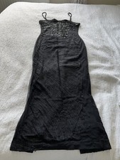 True Vintage Patsy Seddon Phase Eight Black Strappy Maxi Dress UK 12 Sequin 80s