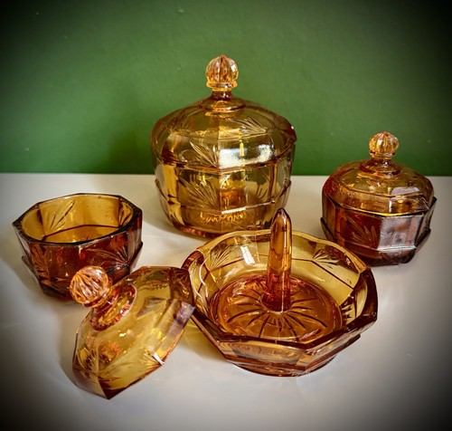 Amber glass trinket - amber,