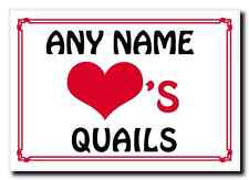 Love Heart Quails Personalised Jumbo Magnet